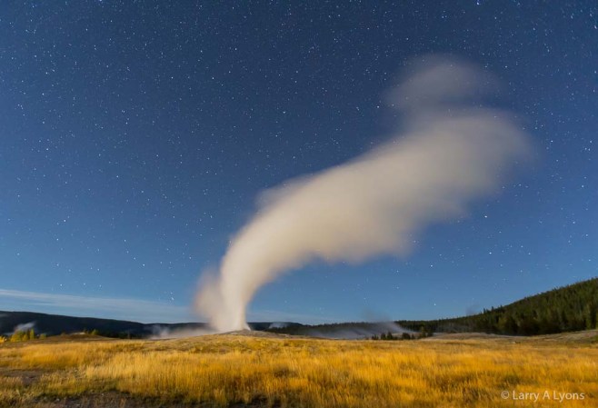'Night Eruption of Old Faithful' © Larry A Lyons